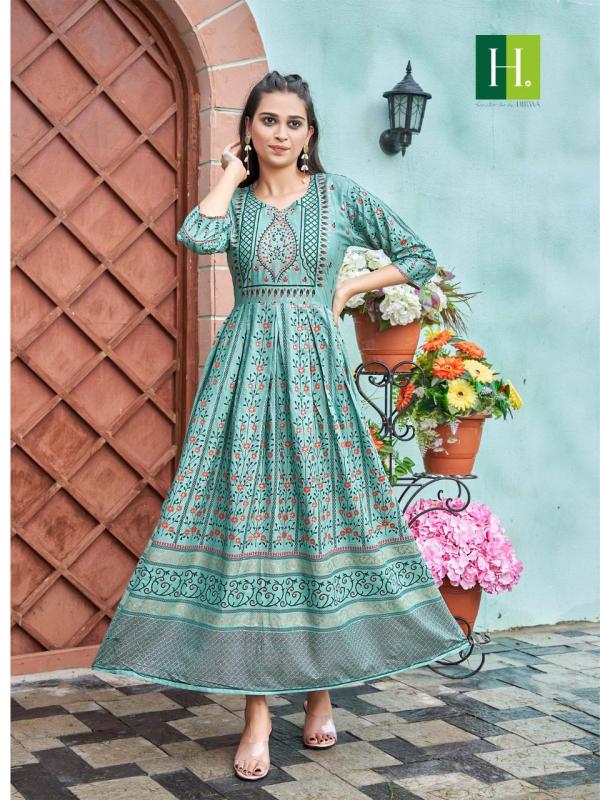 Hirwa Sunaina 1 Festive Wear Long Anarkali Kurti Collection